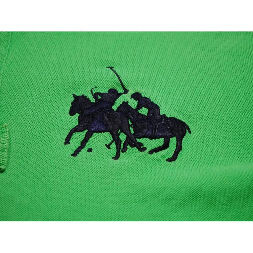 Vintage Polo Ralph Lauren Men XL Big Pony Polo Shirt Green Blue Short‎ Sleeve